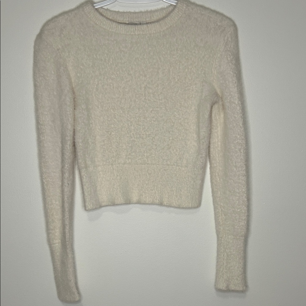 Twik Cream Cozy Crop Crew Neck Sweater